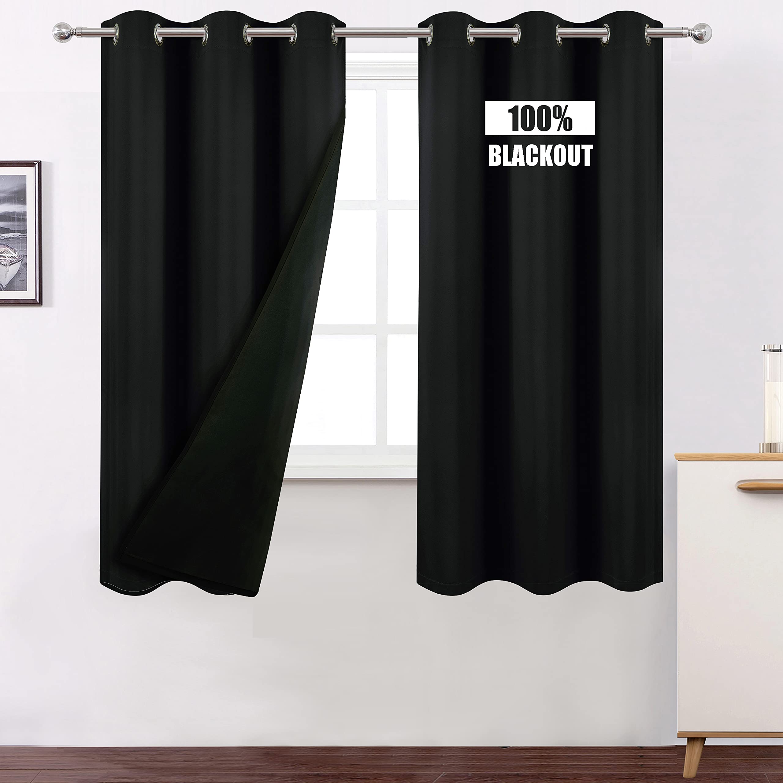 LEMOMO Red Thermal Blackout Curtains/40 x 72 Inch/Set of 2 Panels Room Darkening Curtains for Bedroom and Living Room