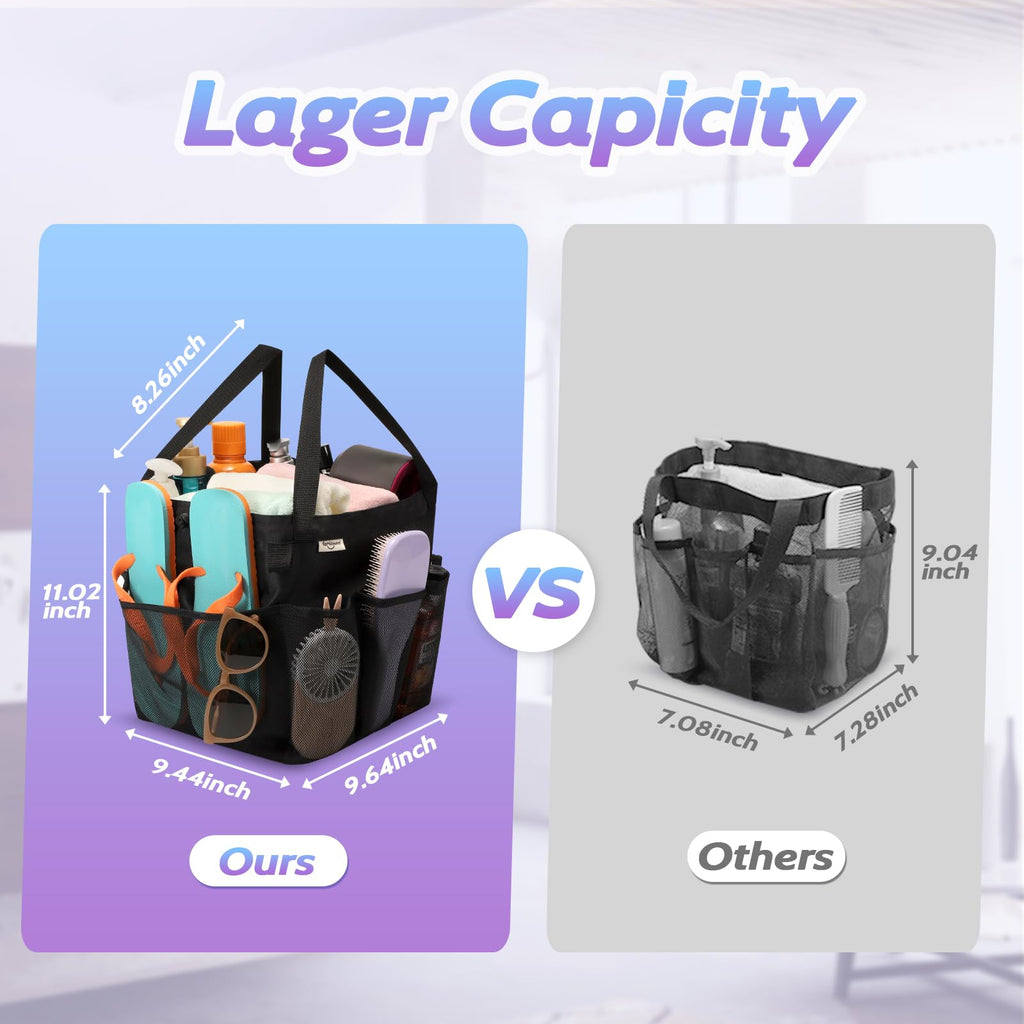 Famichan Mesh Shower Caddy Portable, Dorm Room Essentials For College Students, Large Capacity With 8 Pockets Shower Bag For Cam