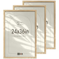 VCK 24x36 Poster Frame Set of 3 - Natural Solid Wood, Exclusive Wood Grain Picture Frame, Wall Hanging