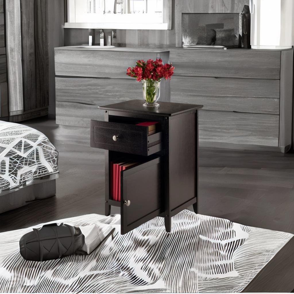 Ergode Wood Eugene Accent Table - Stylish, Functional, Espresso Finish, Storage
