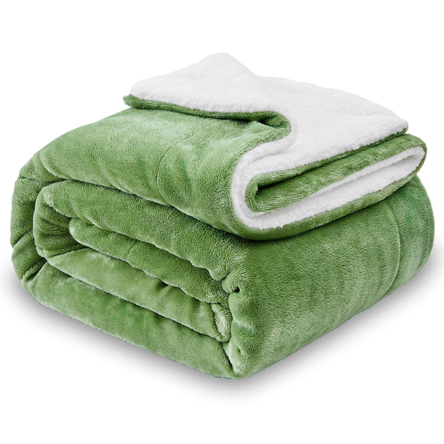 Sochow Sherpa Fleece Throw Blanket, Double-Sided Super Soft Luxurious Plush Blanket Twin Size, Sage Green, 60X80 Inches