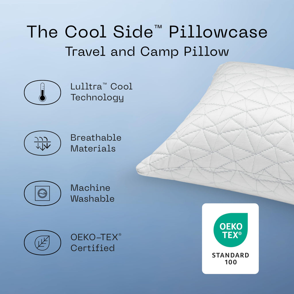 Coop Home Goods Cool Side Travel And Camping Pillow Case, Cooling Pillow Cases For Hot Sleepers, Two-Sided Pillow Covers, Cozy S