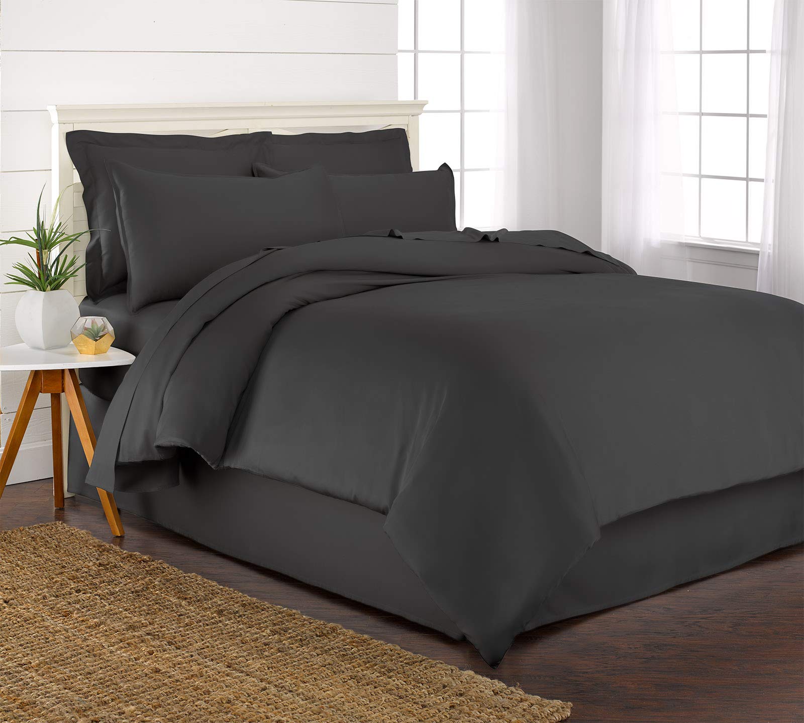 Pure Bamboo Queen Duvet Cover 3 Piece Set, Genuine 100% Organic Viscose Derived From Bamboo, Luxuriously Soft And Cooling, Inclu