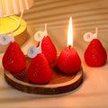 MTLEE 12 Pcs Strawberry Candle Fruit Shaped Candle Mini Scented Decorative Soy Wax Cute Decoration for Birthday Cake Party Bath 