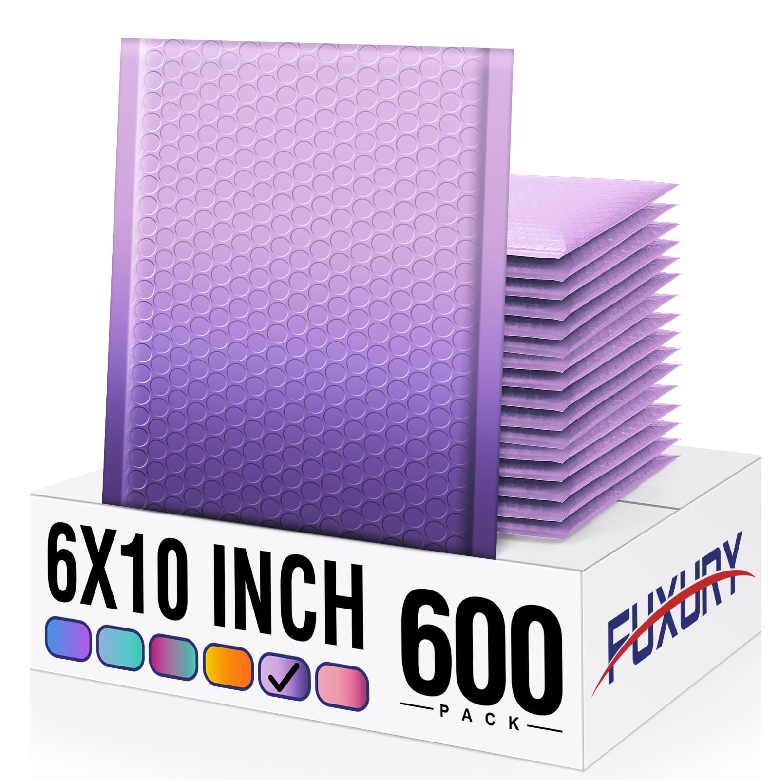 Fuxury Opaque Bubble Mailers 6X10 Inch 600 Pack Gradient Purple Cute Design Padded Envelopes Strong Adhesion Pattern Bubble Ship