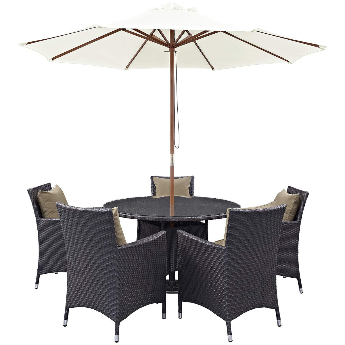 Convene 7 Piece Outdoor Patio Dining Set, Espresso Mocha Size : 47&quot;Lx47&quot;Wx29&quot;H