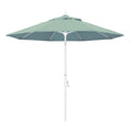 California Umbrella 9' Round Aluminum Pole Fiberglass Rib Market Umbrella, Crank Lift, Collar Tilt, White Pole, Sunbrella Canvas
