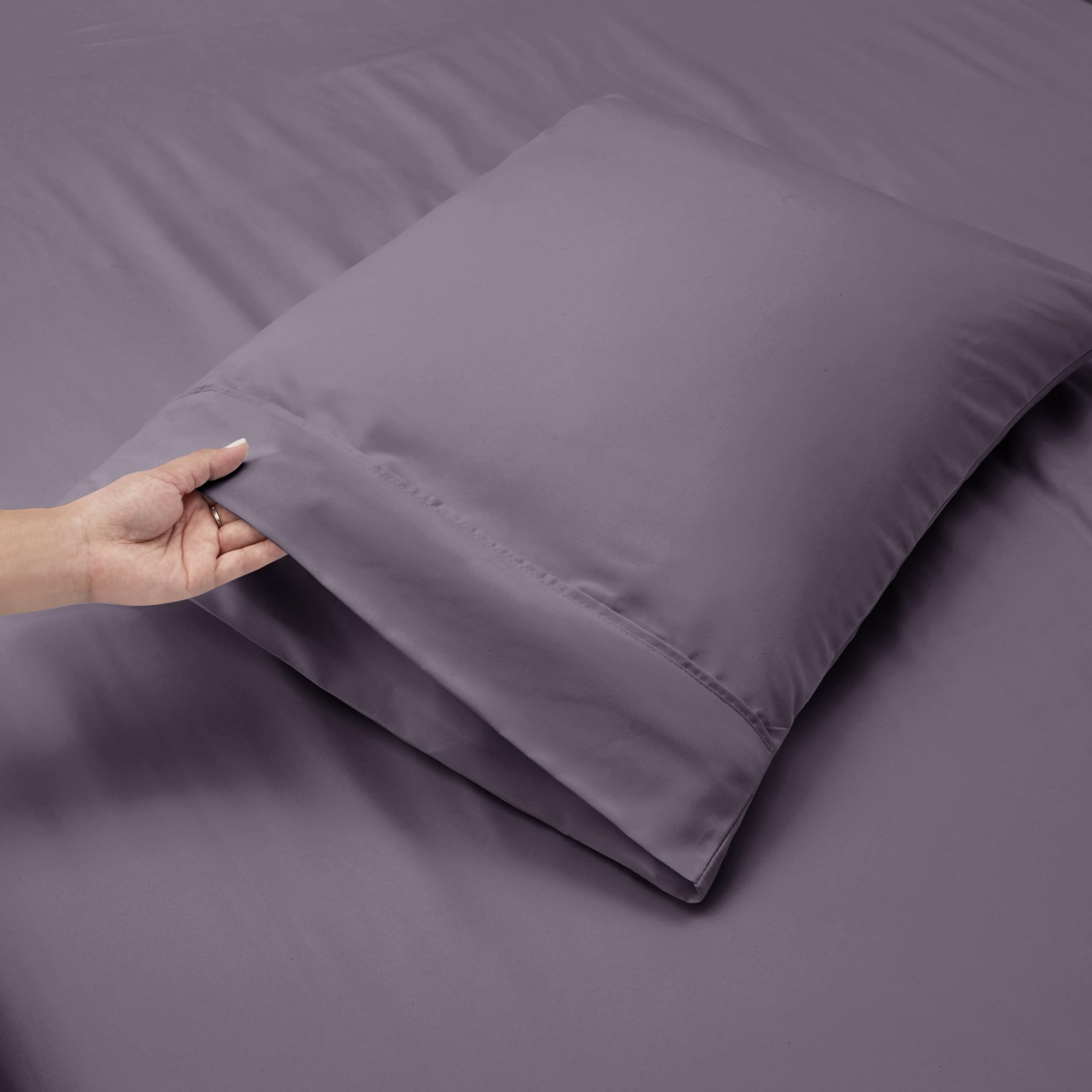 Nestl Extra Deep Pocket Sheets - Fits Mattress 18-24 Inches Deep, Extra Deep Pocket King Size Sheets Sets, 4 Piece King Size Sheets, King Sheets Deep Pocket, Grayish Purple Sheets