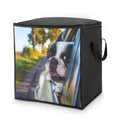 Puppy Dog Boston Terrier Storage Bag,Large With Handle Quilt Organizer Portable Zipper Storage Bags Foldable Storages Containers