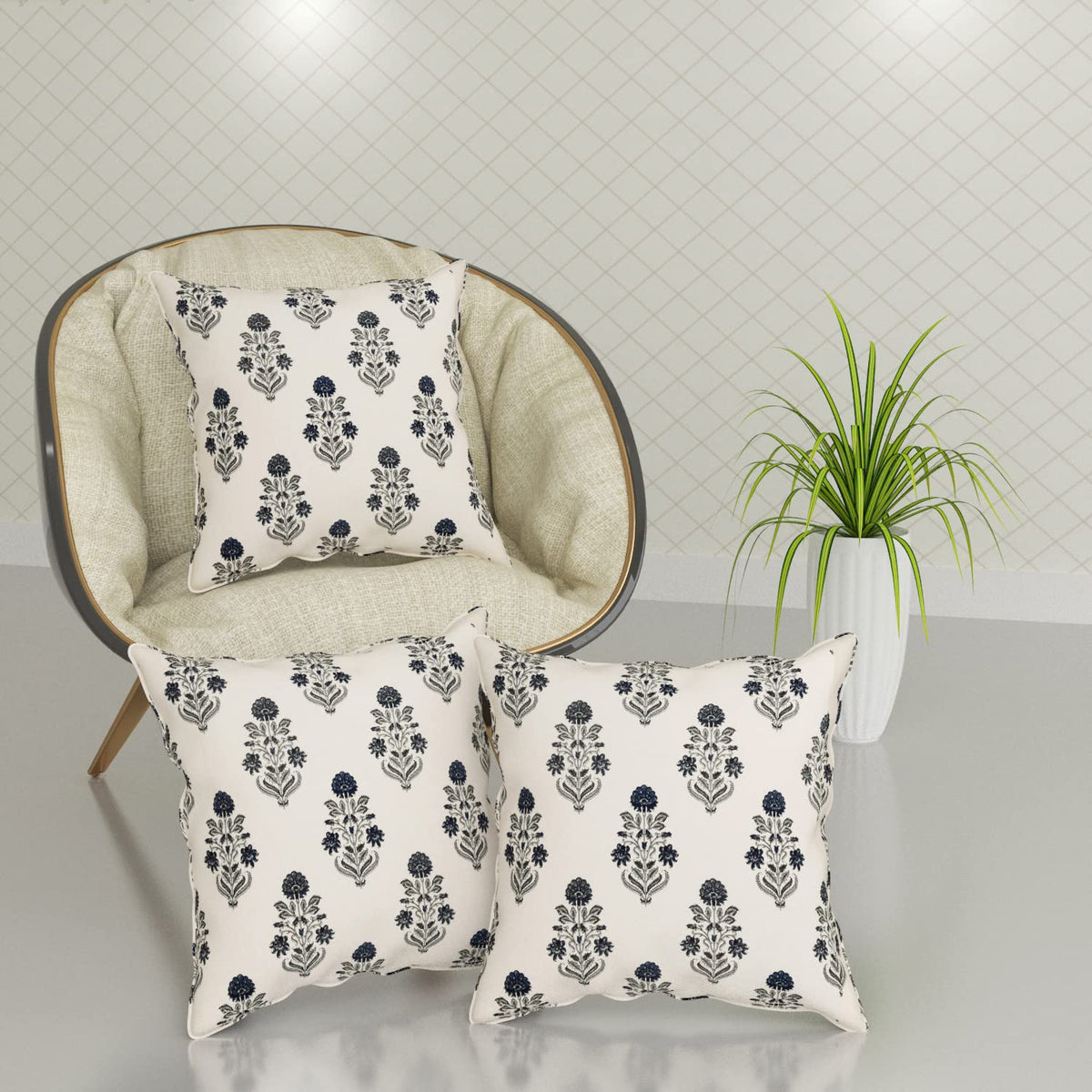 Trance Home Linen Cotton Thick Printed 24X24 Inch Cushion Covers Only For Sofa&Diwan|Throw Pillow/24 X 24 Cushion Pillow Covers