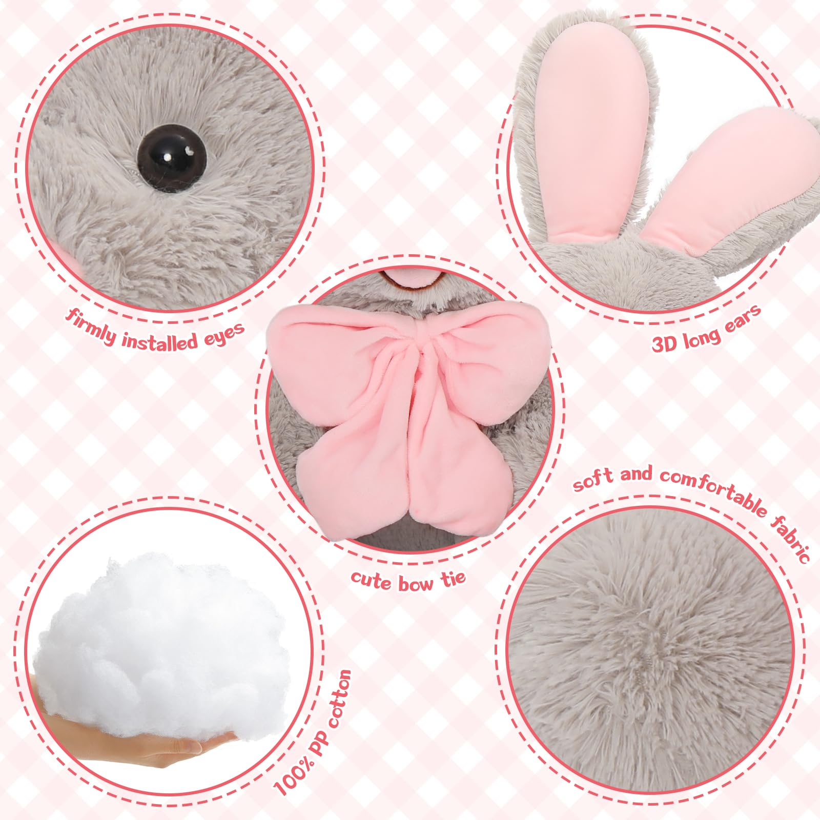 Lanmore Giant Bunny Stuffed Animal Easter Rabbit Toy Plush, Soft Animal Pillow For Boy Girl Girlfriend, For Easter Christmas Val