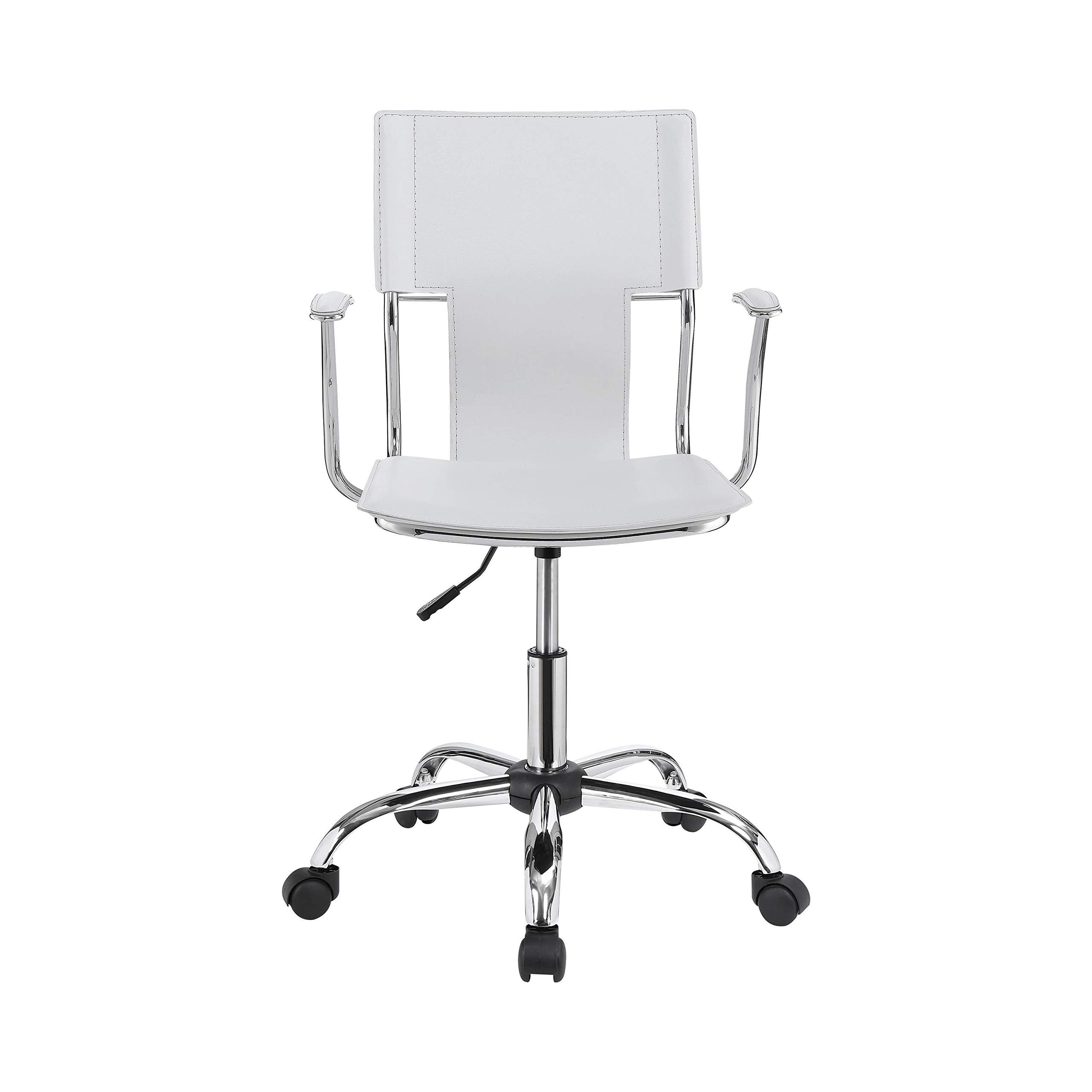 Coaster Furniture Office Chair White Faux Leather Polyurethane Chrome 801363