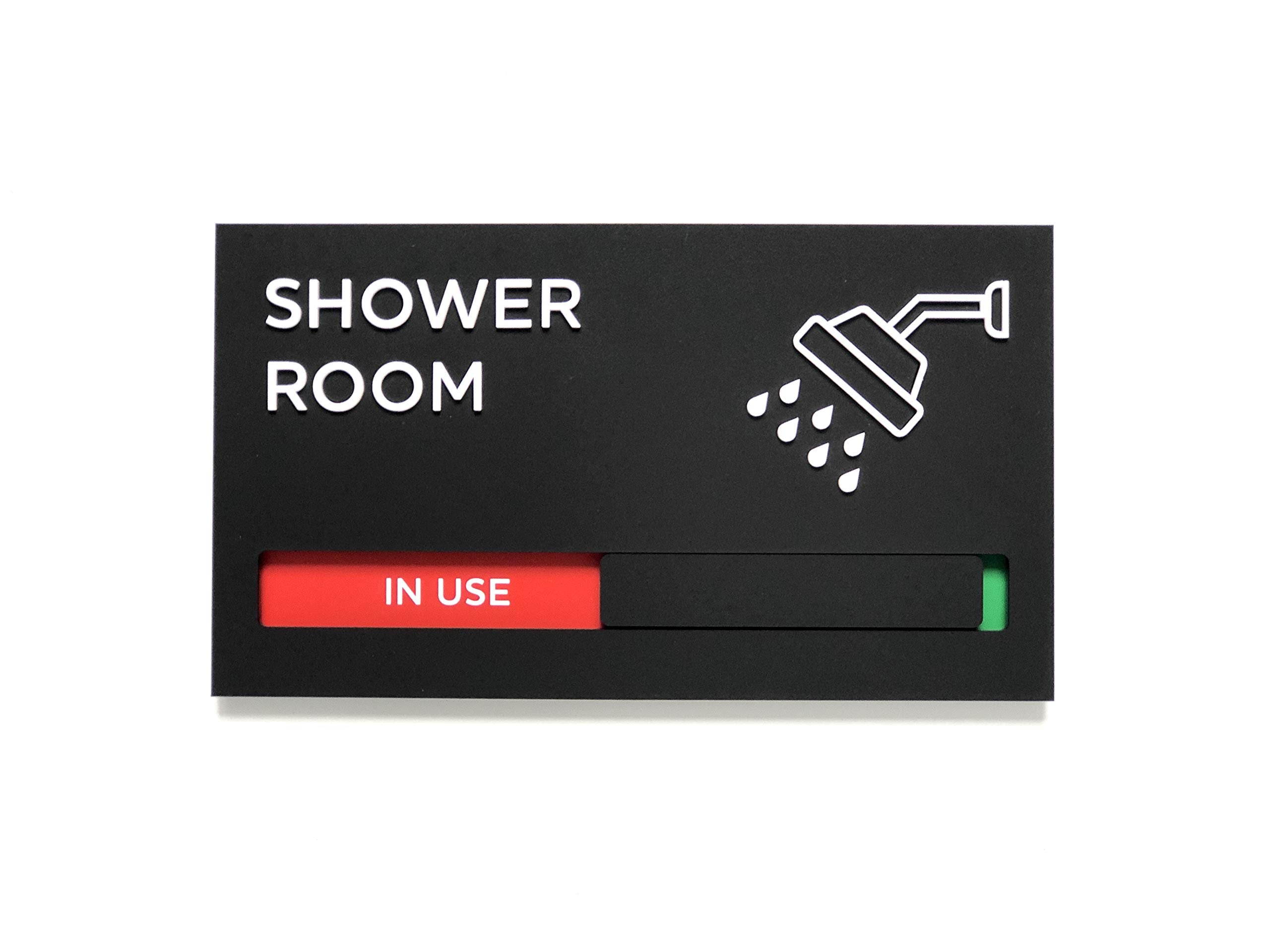 Kubik Letters Shower Room Sign With Slider For Dual Messages Room Status (Available Or In Use)