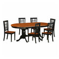 East West Furniture PLNI7-BCH-W 7 Piece Dining Set Consist of an Oval Dining Room Table with Butterfly Leaf and 6 Wood Seat Chairs, 42x78 Inch, Black & Cherry