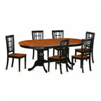 East West Furniture PLNI7-BCH-W 7 Piece Dining Set Consist of an Oval Dining Room Table with Butterfly Leaf and 6 Wood Seat Chairs, 42x78 Inch, Black & Cherry