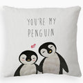 Voatok You'Re My Penguin Decorative Throw Pillow Case, 18 X 18 Inch Penguin Decorations Home Decor Cushion Cover, Long Distance
