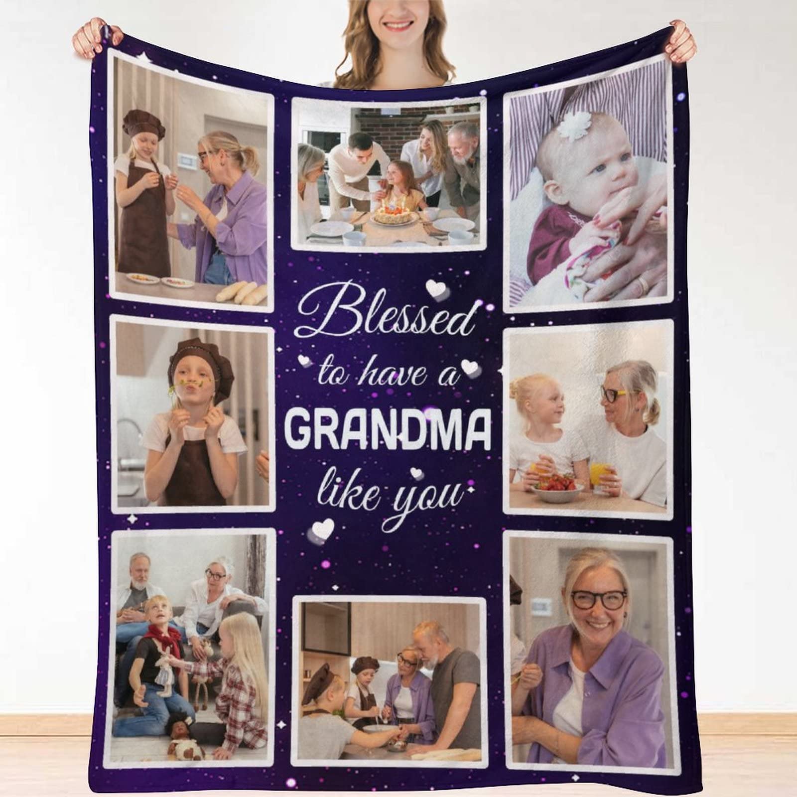 Huglazy Mothers Day Customized Blankets With Photos For Grandma Custom Personalized Picture Blanket Throw Birthday Gifts For Gra