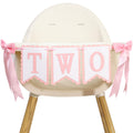Bow Two Birthday High Chair Banner,Pink Bow 2nd Party Decoration
