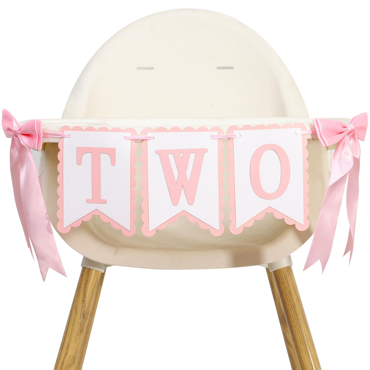 Bow Two Birthday High Chair Banner,Pink Bow 2nd Party Decoration