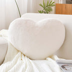 Xvtru Heart Pillow, Soft Ivory Heart Shaped Pillow, Cute Faux Rabbit Fur Room Decorative Throw Pillow, 12.9'X9.8' Heart Plush