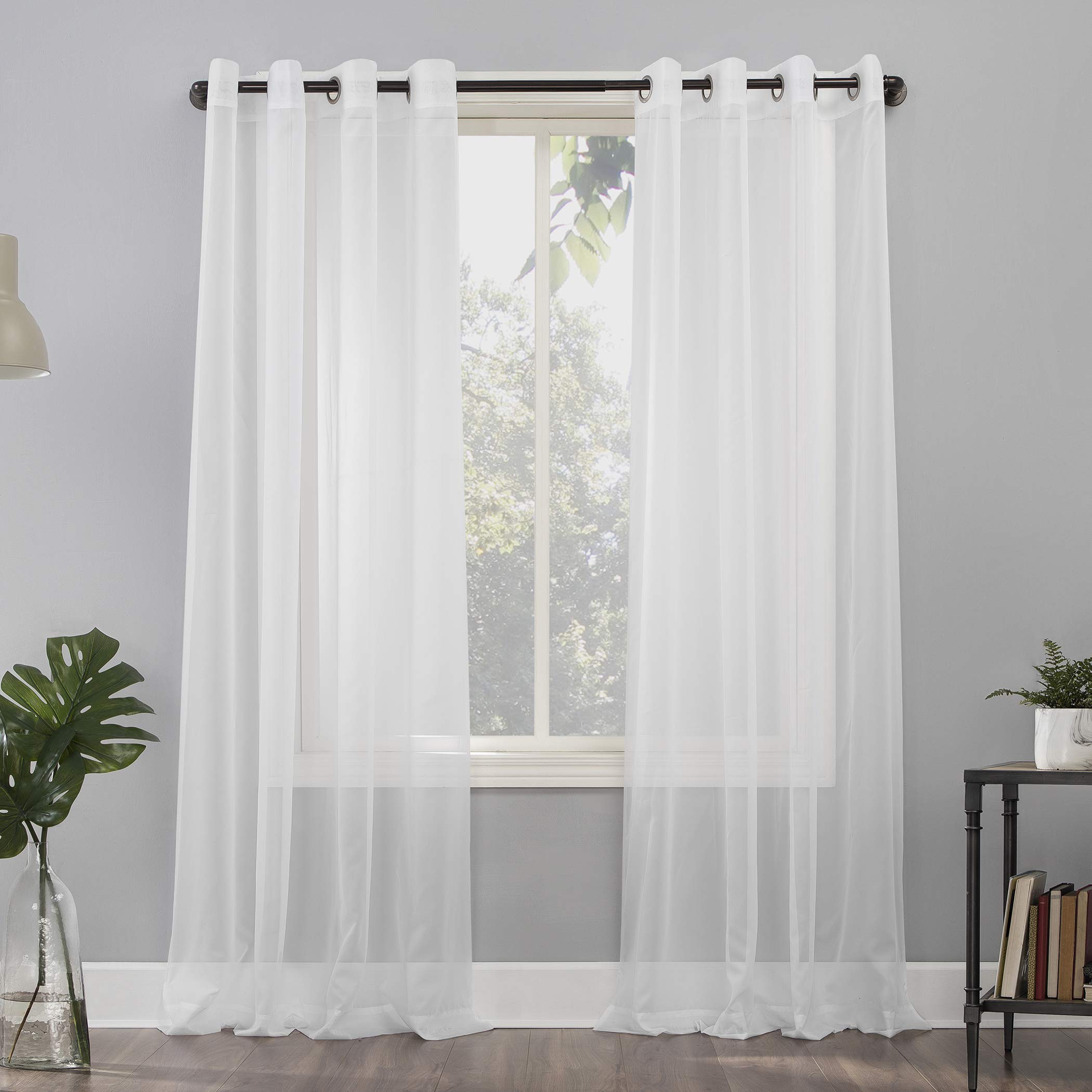 No. 918 Emily Sheer Voile Grommet Curtain Panel, 59'' x 120'', White