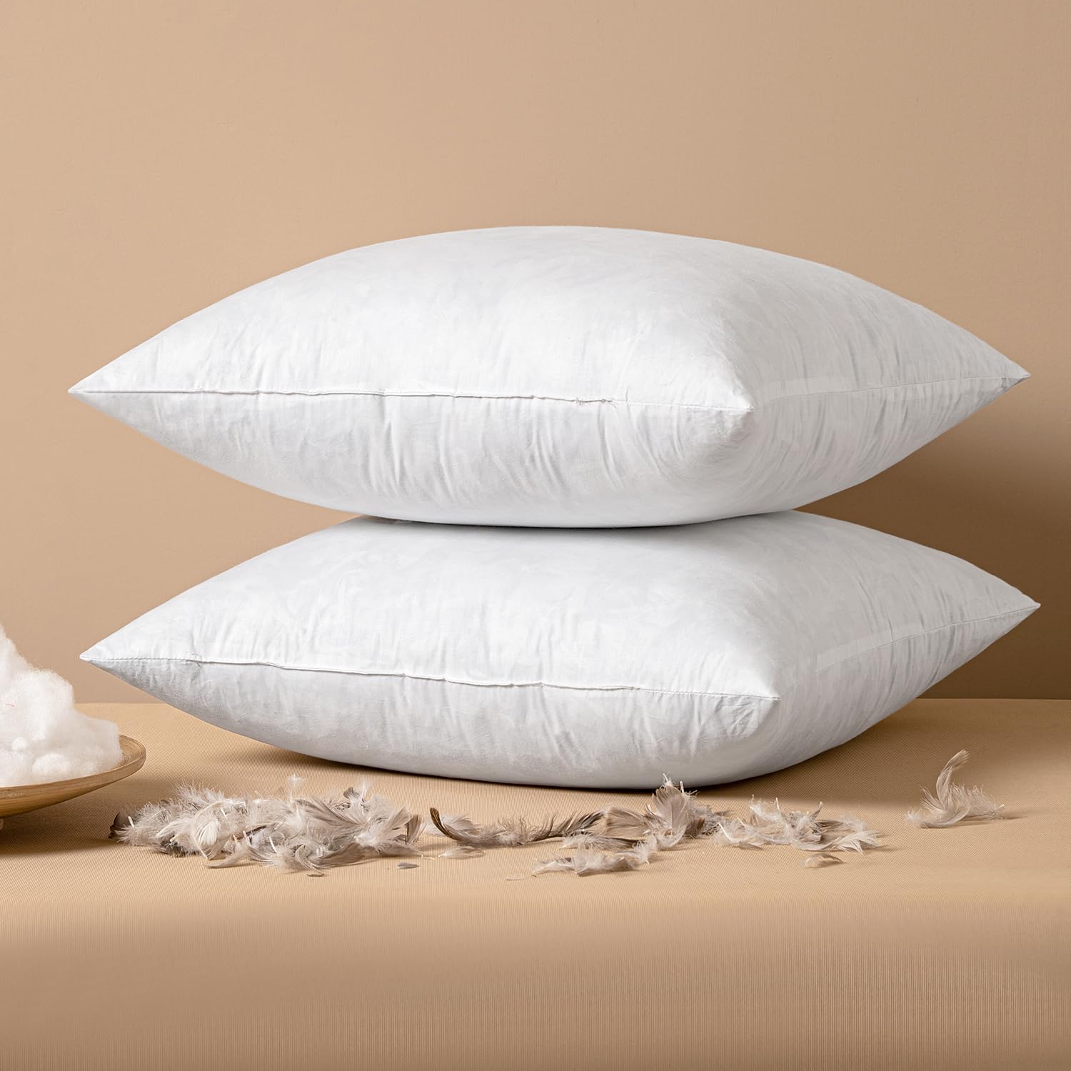 Miulee Pillow Inserts 22X22 Inch Set Of 2, Polycotton Mix Feather Throw Pillow Inserts, 22 Inch Square Decorative Couch And Sofa