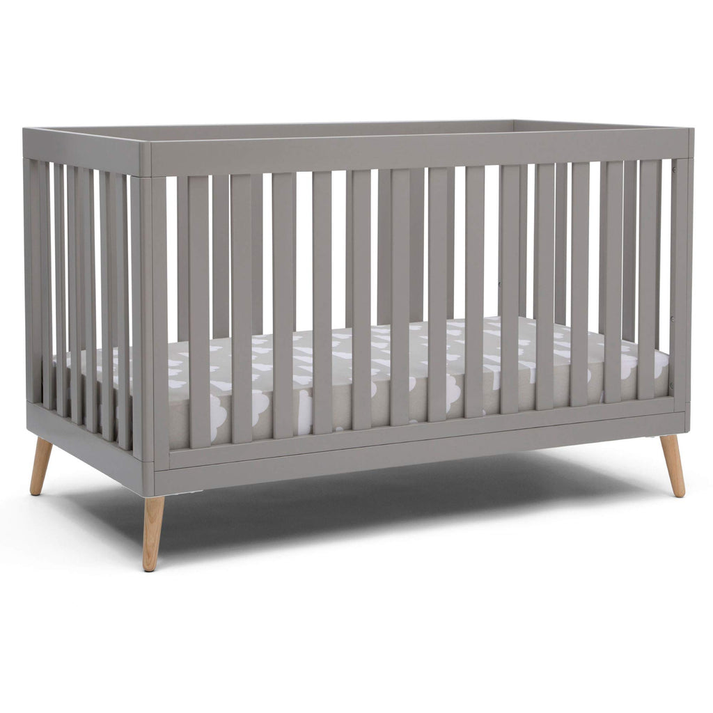Delta Children Essex 4-In-1 Convertible Baby Crib, Grey With Natural Legs