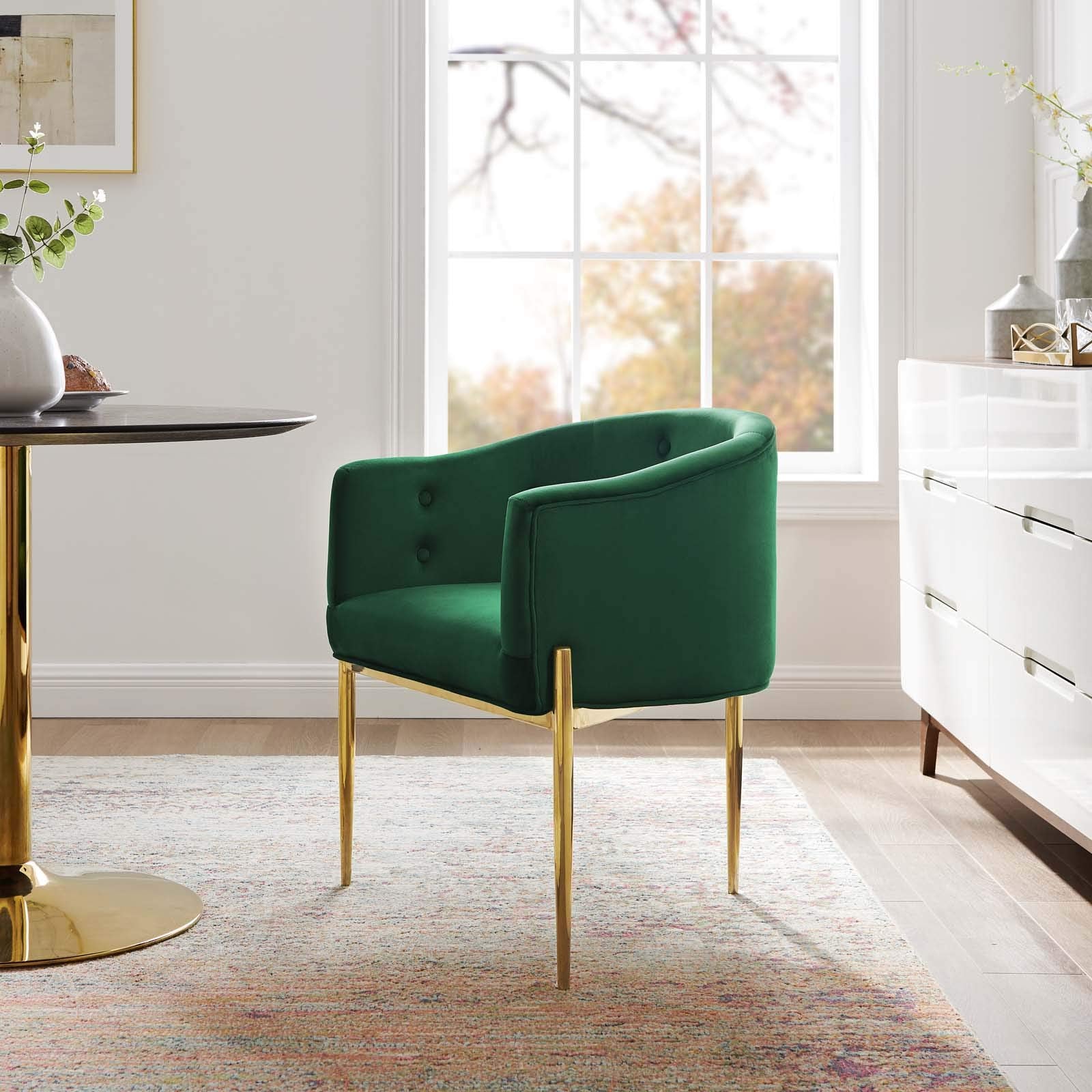 Modway Savour Tufted Performance Velvet Accent Chair In Emerald