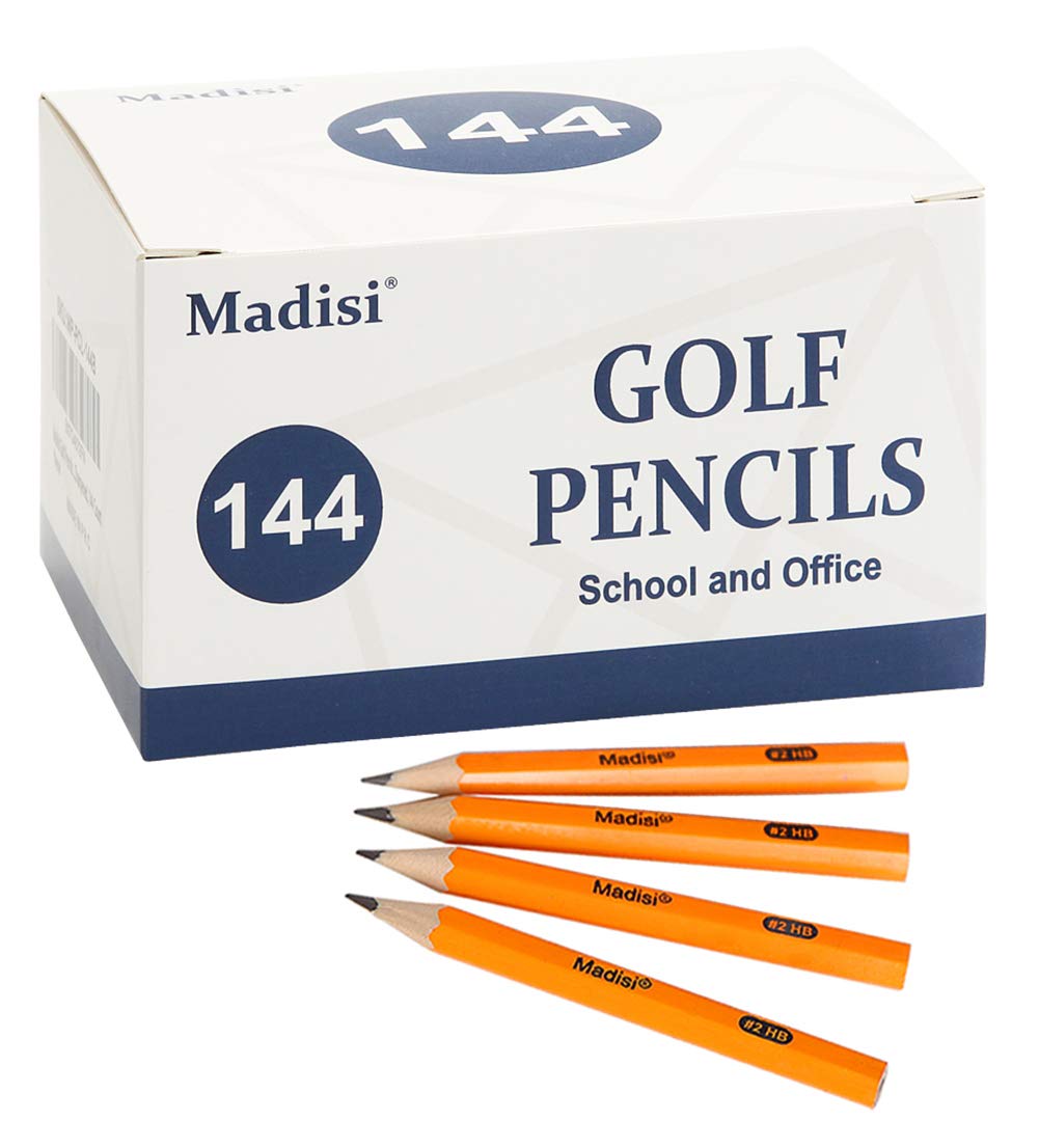 Madisi Golf #2 HB Half Pencils, Pre-Sharpened, 3.5", Gray/Silver, 144 Count, Model MP-PCL-144B