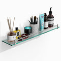 KOCOK Glass Shelf for Bathroom,24-Inch Brushed Nickel Floating Shelves Rectangular Stainless Steel Tempered Glass Bathroom Shelf
