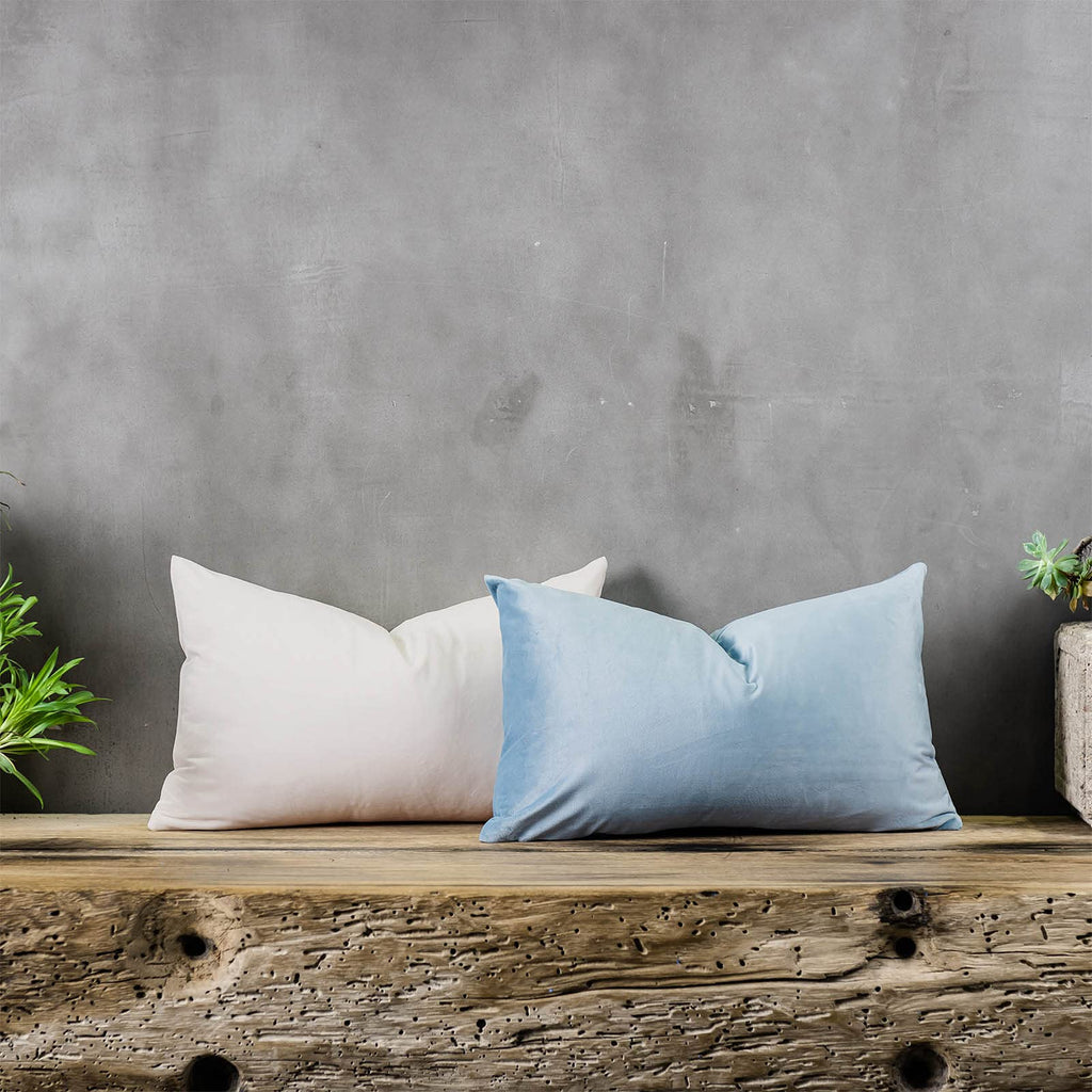 Quafoo Light Blue Decorative Lumbar Velvet Throw Pillow Covers 16X24 Inch Set Of 2 With Zipper Luxury Soft Solid Rectangle Cushi