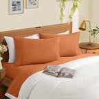 Horbaunal 2 Pack Microfiber Pillowcases Queen Size Caramel Pumpkin Bed Pillow Cases With Envelope Closure, 1800 Thread Count Sof