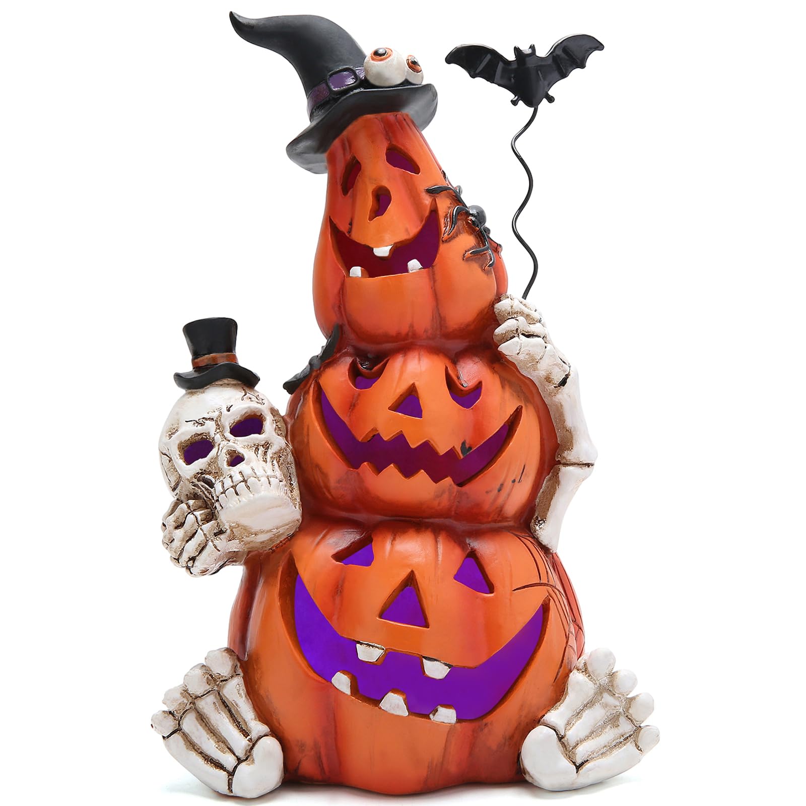 Hodao Halloween Pumpkin Decorations with Light Handmade Pumpkin Ornaments for Halloween Decor Fall Thanksgiving Tabletop Pumpkin