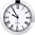 1-1/2 Inch (37 mm) Round Quartz Clock Insert with Roman Numerals Fit 35 mm Diameter Hole (Silver Bezel)