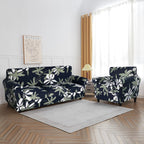 Searchi Stretch Sofa Cover Printed Couch Covers, Floral Pattern 2 Piece Armchair Slipcover With Separate Chair Cushion Cover, Washable Furniture Protector For Living Room(Chair, Navy Blue)