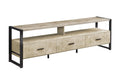 Monarch Specialties I 2846 Tv Stand, 72 Inch, Media Entertainment Center, Cream, Black Metal, Contemporary, Modern