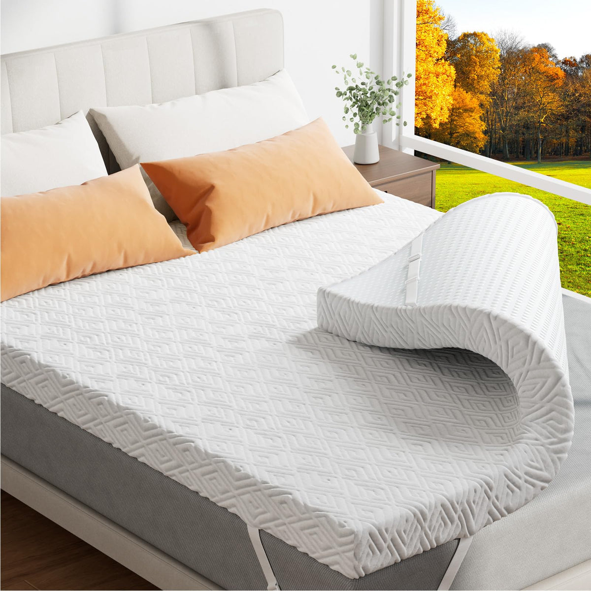 Memory Foam Mattress Topper - 3 Inch Gel Mattress Pad For Pressure Relief, Premium Soft Cooling Sleep Bed Topper, Non-Slip Desig