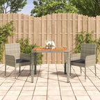 vidaXL Patio Dining Set - Modern 3 Piece Outdoor Furniture with Cushions, Gray Poly Rattan Construction, Versatile Modular Design, Comfortable & Sturdy