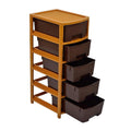 5 Layer Plastic Drawer Storage Organizer | Multipurpose Modular Cabinet Chest With Sliding Baskets Space Saving Storage Unit For