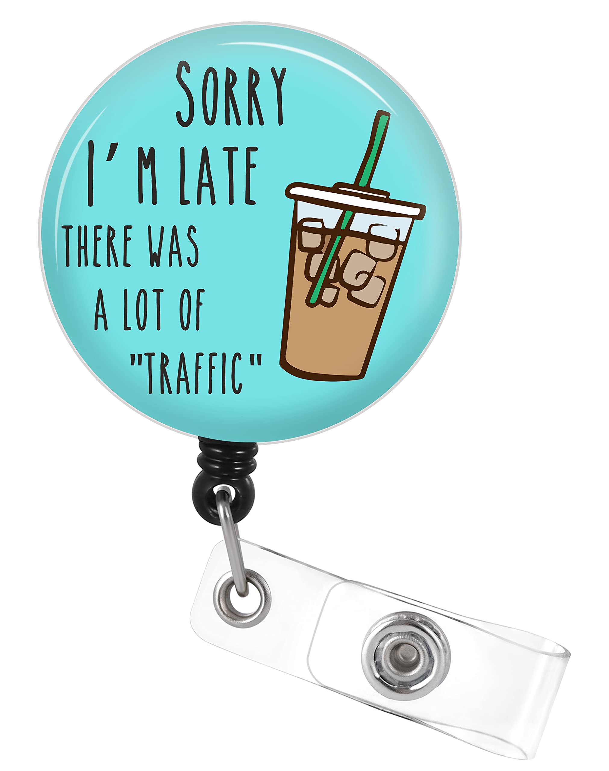 Plifal Badge Reel Holder Retractable With Id Clip For Nurse Name Tag Card Funny Coffee Lover Nursing Doctor Medical Work Office