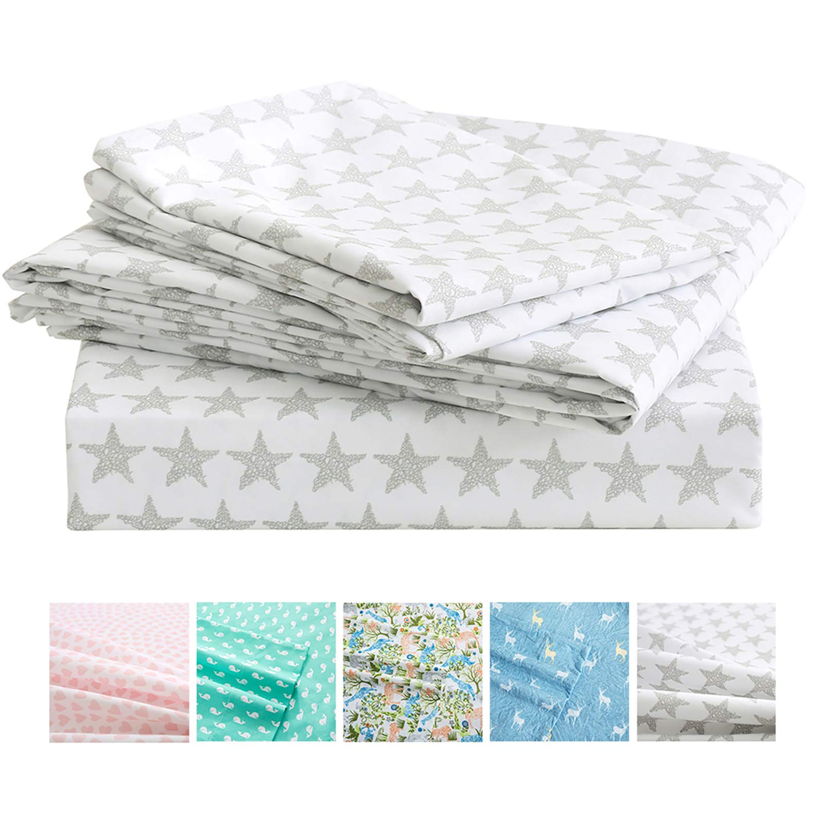 Vonty Kids Bed Sheets Full Stars Printed Sheets For Boys & Girls, Soft Lightweight Microfiber Easy Wash Bedding Set (1 Fitted Sh