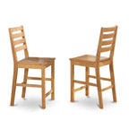 East West Furniture EDCF5-OAK-W 5 Piece Kitchen Counter Set Includes a Round Dining Table with Pedestal and 4 Dining Room Chairs, 30x30 Inch, Oak