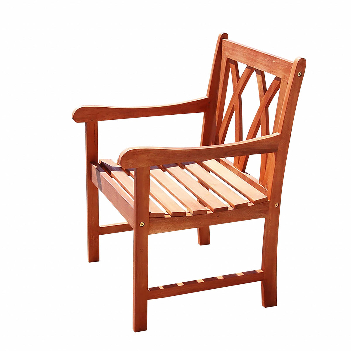 HomeRoots Tan Wood: Eucalyptus Brown Dining Armchair with Diagonal Back