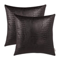 Brawarm Faux Leather Pillow Covers 22 X 22 Inches, Brown Leather Pillow Covers Pack Of 2, Crocodile Leather Decorative Throw Pil