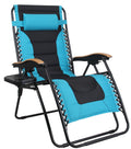 Mfstudio Zero Gravity Chairs, Oversized Patio Recliner Chair, Padded Folding Lawn Chair With Cup Holder Tray, Support 400Lbs, Pacific Blue