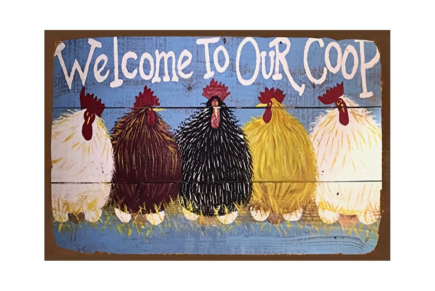 Funny Chicken Sign, Metal Chicken Coop Tin Signs, Welcome To Our Coop, Yard Sign Garage Farm Garden Wall Decor Sign Plaque Outdo