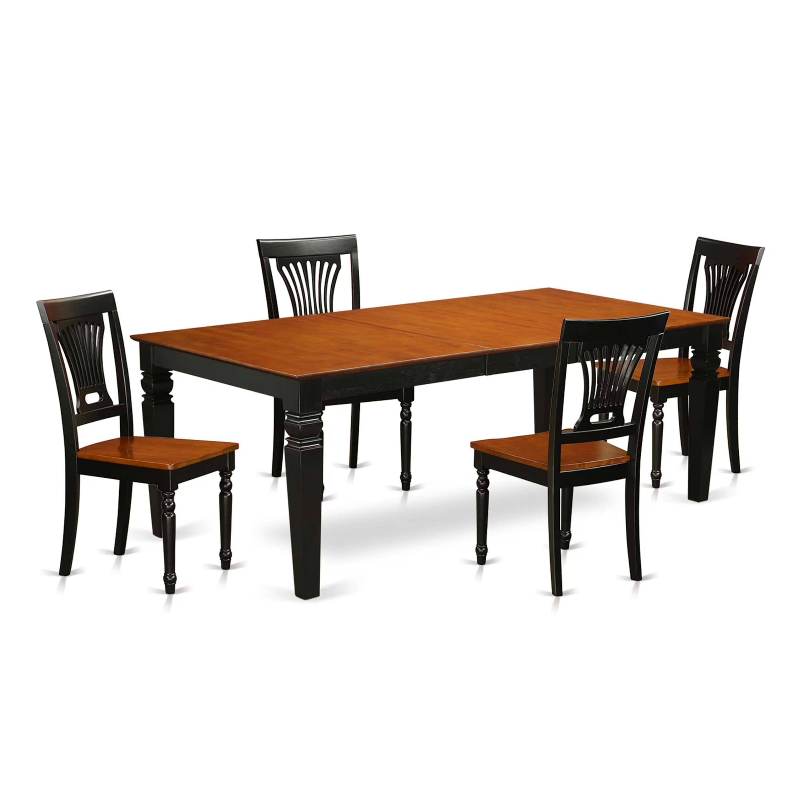 East West Furniture LGPL5-BCH-W 5 Piece Dining Room Furniture Set Includes a Rectangle Wooden Table with Butterfly Leaf and 4 Kitchen Dining Chairs, 42x84 Inch, Black & Cherry