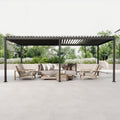 Mirador 80S Louvered Pergola 10' X 20', Modern Style With Adjustable Louvers And Integrated Drainage System For Deck Garden Yard