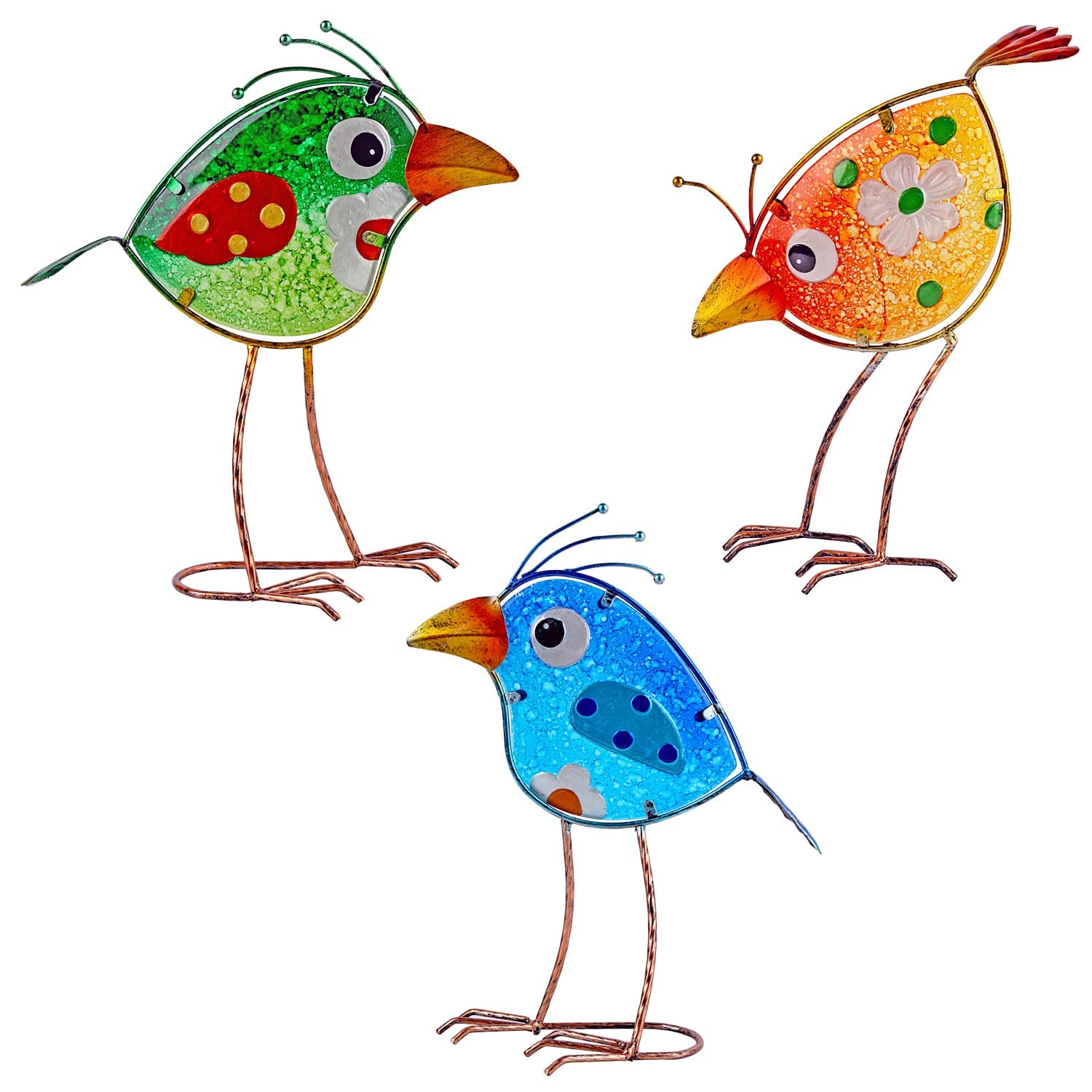 John'S Studio Garden Decor For Outside - Outdoor Statue Decorations Metal Bird Glass Yard Art D  Cor, Lawn Ornaments For Patio Y