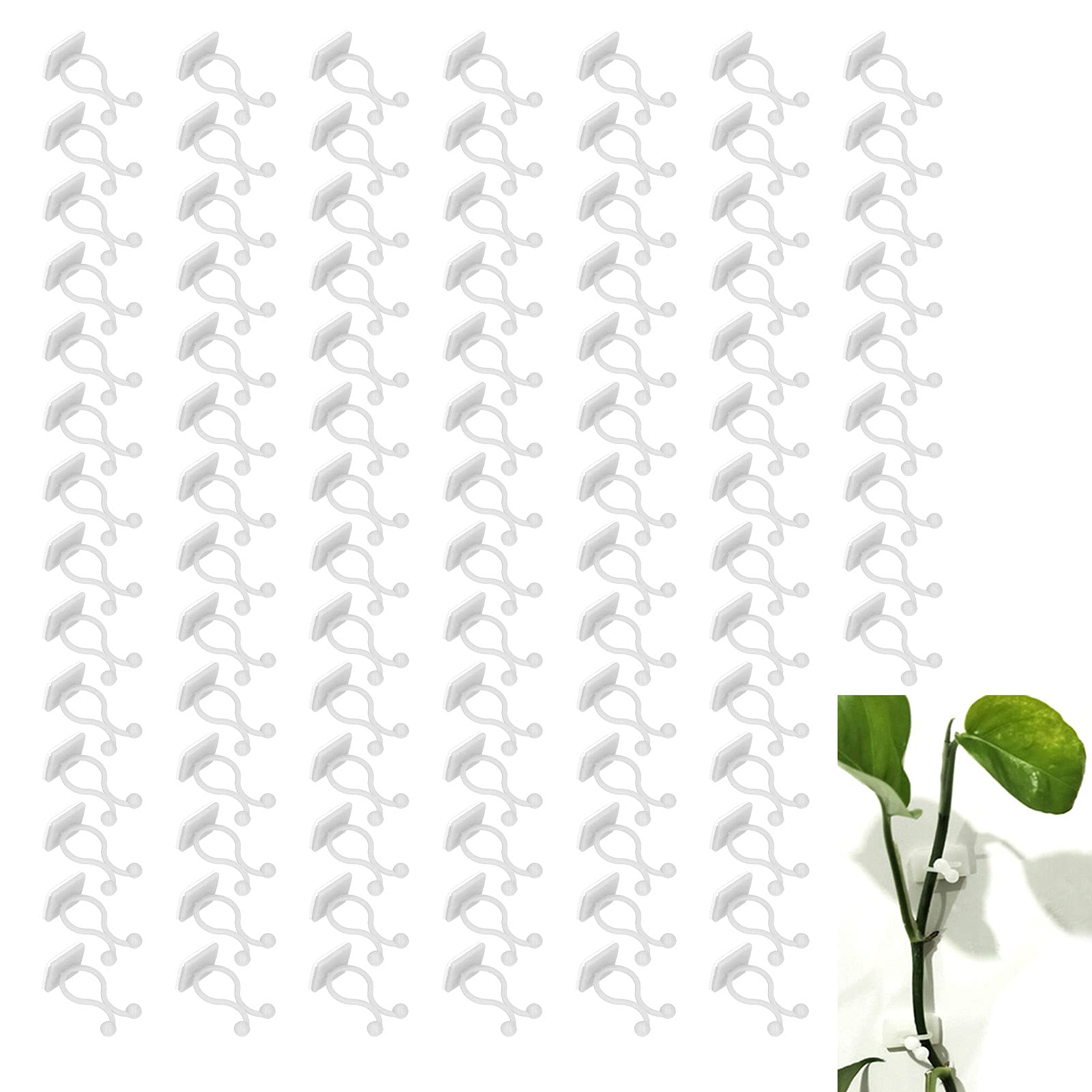 Yosoo 100Pcs Plant Climbing Wall Fixture,Wall Vines Fixing Clip,Self Adhesive Branch Fixture Securing Clip,For Growing Supports